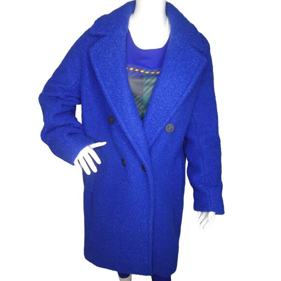 BCBGenerations Women's Boucle Longline Royal Blue Coat XL